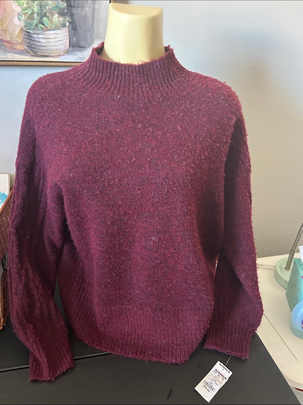 LC Lauren Conrad Burgundy Mock Neck Sweater